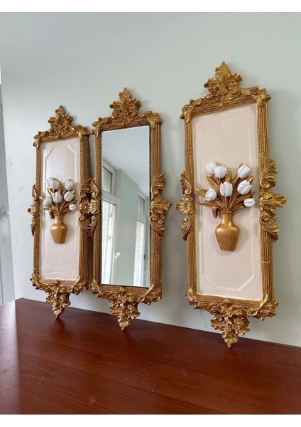 Ayna ve Tablo 3 Lü Duvar Askısı Modern Tasarım