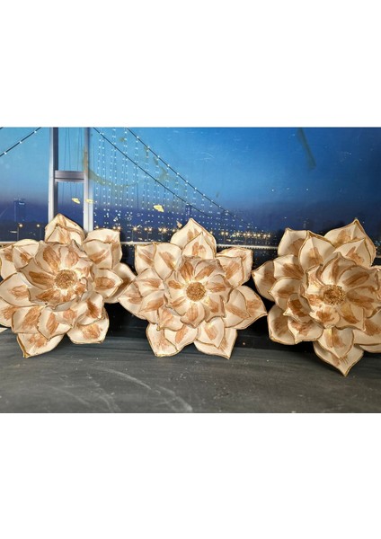 Lotus 3lü Dekoratif Duvar Çiçek , Dekoratif Lotus 33CM