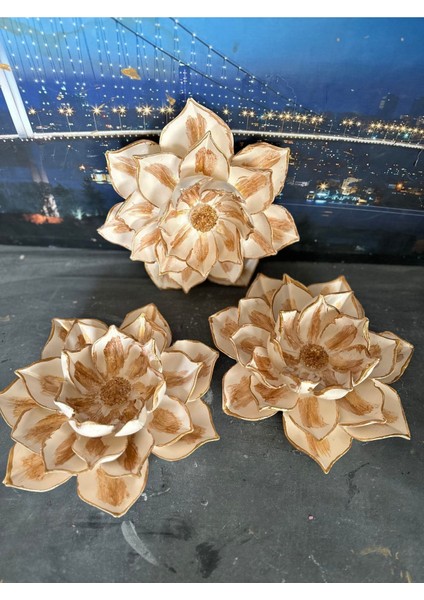 Lotus 3lü Dekoratif Duvar Çiçek , Dekoratif Lotus 33CM fırsatları