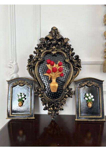 Çiçekli Dekoratif Duvar Tablosu 3 Lü Set modelleri
