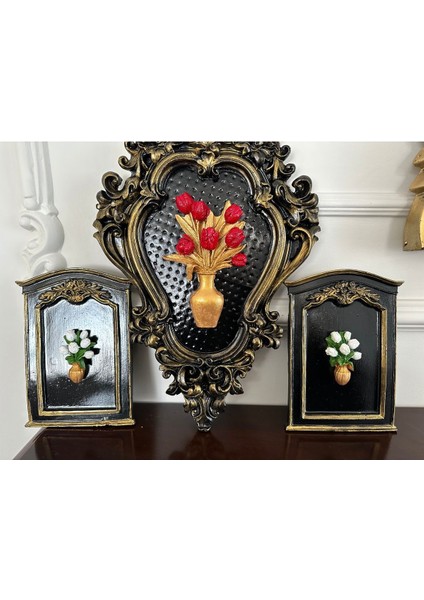 Çiçekli Dekoratif Duvar Tablosu 3 Lü Set fırsatları