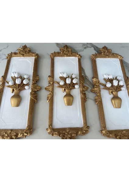 Çerçeveli Çiçekli Tablo 3 Lü Set