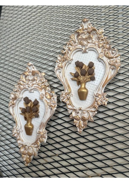 El Yapımı Vintage Tarzı Çiçekli Tablo 2li Set modelleri