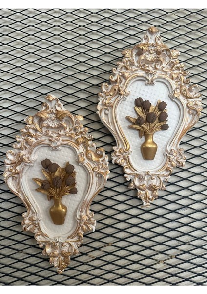 El Yapımı Vintage Tarzı Çiçekli Tablo 2li Set fırsatları