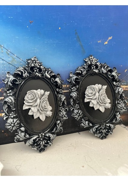 El Yapımı Çiçekli Tablo 2li Set 33CM