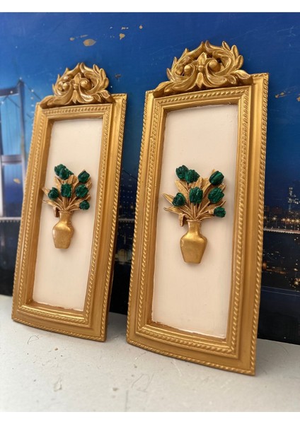 Çiçekli Dekoratif Duvar Tablo 2li Set 50 cm modelleri