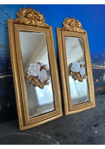 Aynalı Gül Detaylı El Yapımı 50CM Tablo 2li Set