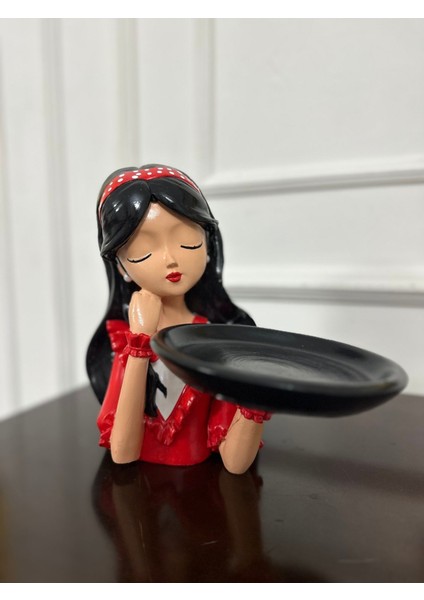 Tepsili Kız Biblo 23X14CM El Yapımı Dekoratif Sunumluk modelleri
