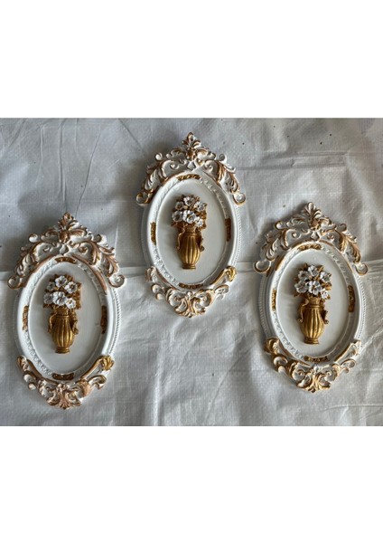 El Yapımı Özel Tasarım Çiçekli Tablo 3lü Set 22CM fiyatları