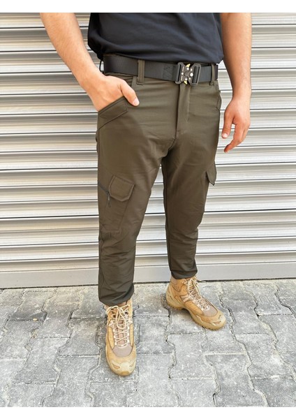 Haki Çok Cepli Taktik Pantolon – Esnek & Dayanıklı Outdoor Güvenlik Pantolonu | Nkystore