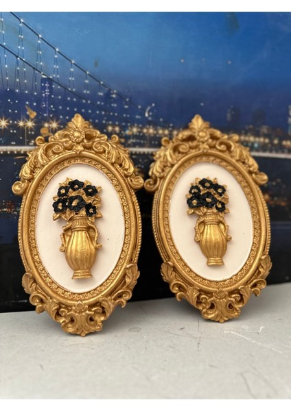 Siyah Çiçekli Tablo 2li 22CM fırsatları