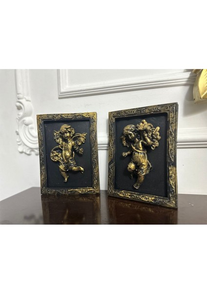 Duvar Tablo Melekli Tasarım Dekorasyon Melek Detaylı 2li Set 20CM modelleri