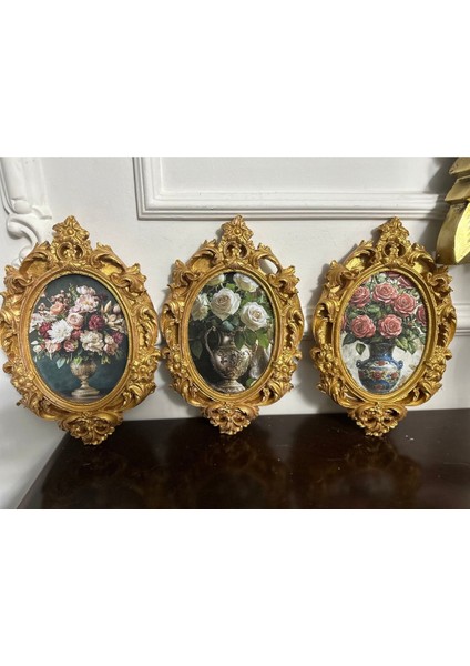 Vintage Tarzı El Yapımı Çiçekli Dekoratif Duvar Tablo Dekopaj Tablo 3lü Set 25CM fiyatları