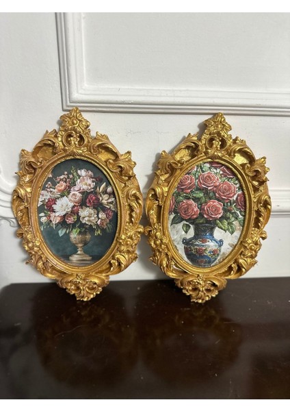 Vintage Tarzı El Yapımı Çiçekli Dekoratif Duvar Tablo Dekopaj Tablo 3lü Set 25CM fırsatları