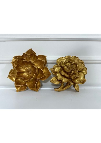 Dekoratif Çiçek Duvar Tablo Lotus ve Şakayık 2li Set 30CM