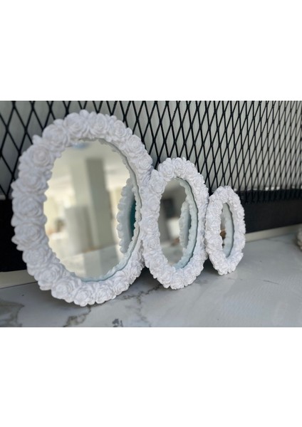 Beyaz Papatya 3lü Duvar Aynası