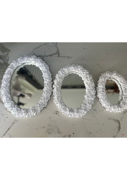 Beyaz Papatya 3lü Duvar Aynası modelleri