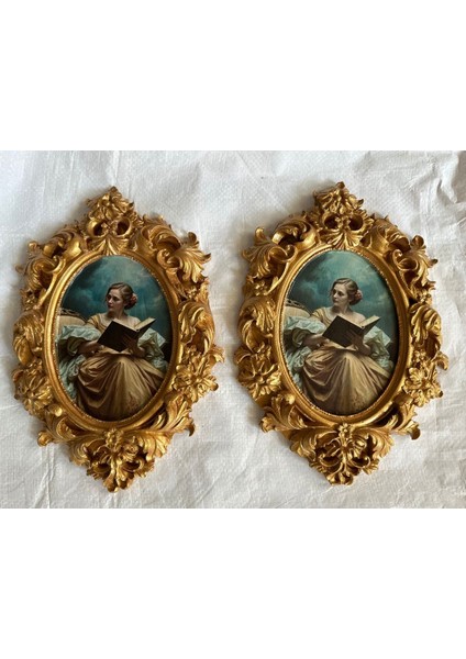 Vintage Tarzı 2li Dekoratif Dekopaj Tablo 30CM