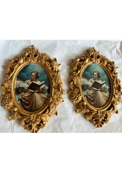 Vintage Tarzı 2li Dekoratif Dekopaj Tablo 30CM modelleri