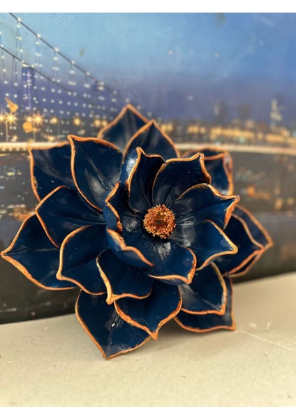 Lotus Duvar Çiçek Dekoratif Mavi-Bakır 2li Duvar Çiçek 30CM fırsatları