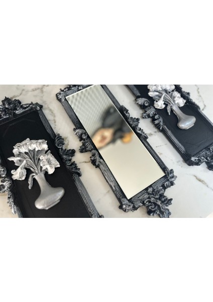 Siyah Gümüş 3 Lü Dekoratif Duvar Tablosu 46 cm fiyatları