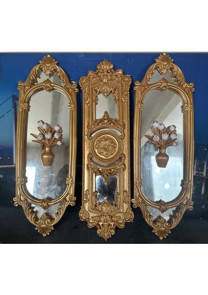 El Yapımı Dekoratif Aynalı Tablo 3 Lü 70 cm