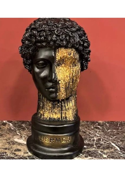 Hermes Heykel Büst , Hermes Biblo Siyah Gold Tasarım Hermes Heykel 28CM