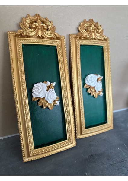 Dekoratif Duvar Tablosu Zümrüt Yeşili 50 cm 2li Set fiyatları