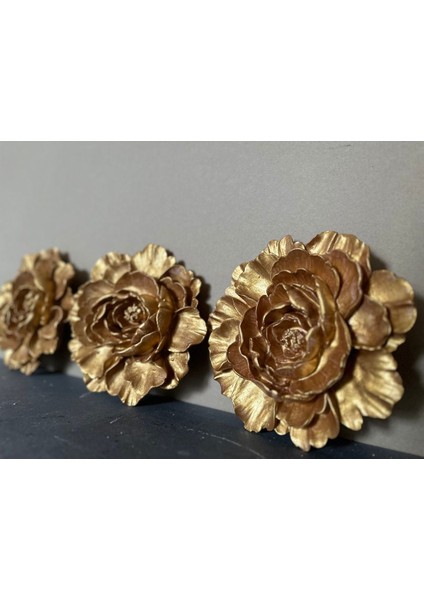 Lotus 3 Li Duvar Çiçek Altın