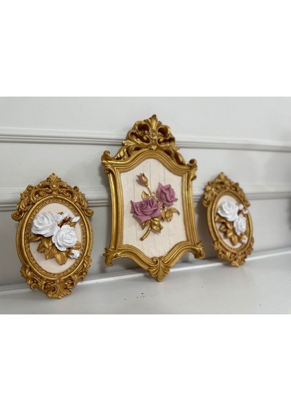 Çiçekli Duvar Tablosu 3lü Set , Büyük 40 cm Orta Boy 23CM fırsatları