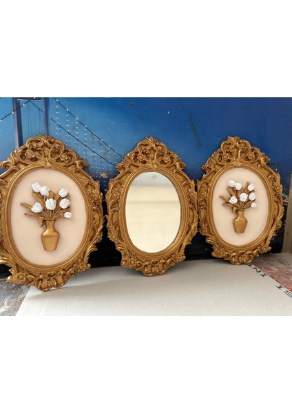 Duvar Tablo 3lü Set Dekoratif Ayna ve Tablo Set 42CM fiyatları