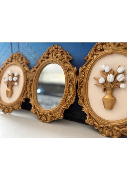 Duvar Tablo 3lü Set Dekoratif Ayna ve Tablo Set 42CM modelleri