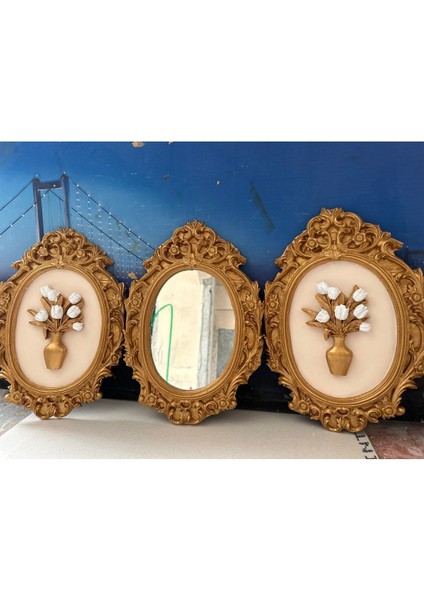 Duvar Tablo 3lü Set Dekoratif Ayna ve Tablo Set 42CM indirimleri