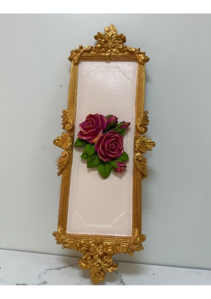 Dekoratif Tasarım El Yapımı Tablo Gül Detaylı 46 cm