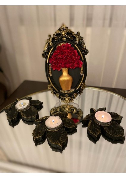 Kırmızı Çiçekliçerçeveli Tablo , Sevgililer Günü Tablo Güllü fiyatları