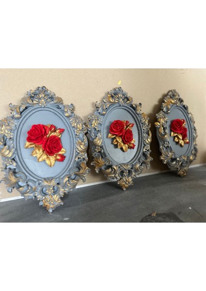 Çiçekli 3 Lü Duvar Tablosu 33CM modelleri