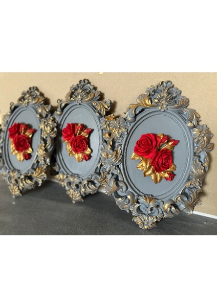 Çiçekli 3 Lü Duvar Tablosu 33CM fırsatları