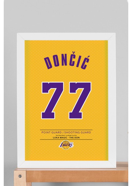 Luka Doncic Forma Çerçeveli Tablo - Nba Los Angeles Lakers Jersey
