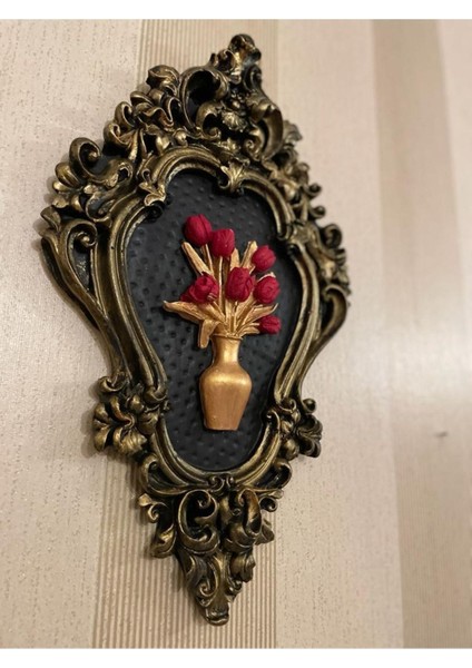 Çiçekli Çerçeveli Duvar Tablosu 3 Lü Set , Allah Muhammet Lavzi Tablo fiyatları