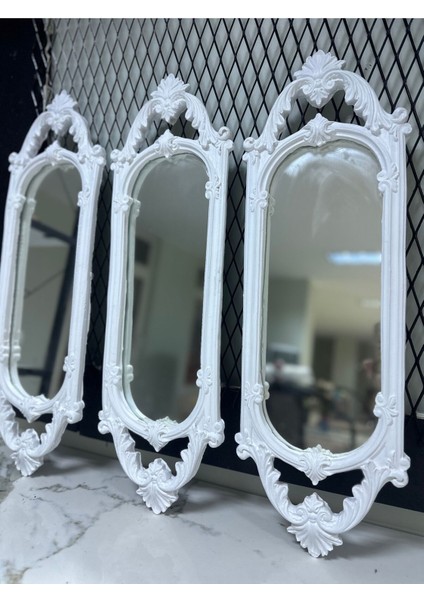 Beyaz Duvar Aynası 3 Lü Set 70CM