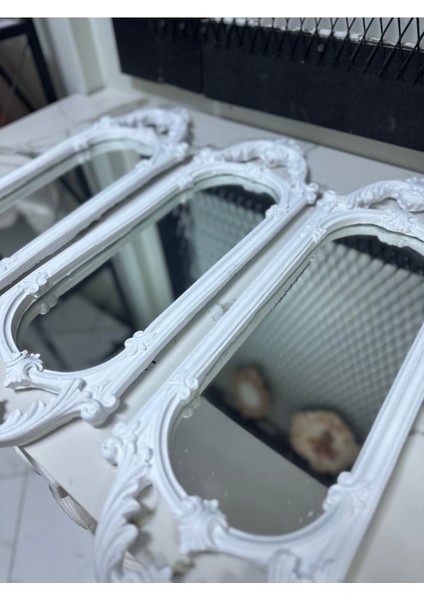 Beyaz Duvar Aynası 3 Lü Set 70CM fiyatları