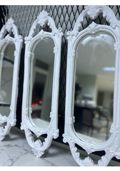 Beyaz Duvar Aynası 3 Lü Set 70CM modelleri