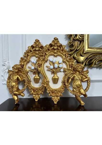 Melek Biblo Melek ve Çiçekli Tablo Dekor 4 Lü Set fırsatları