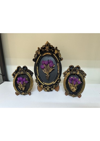 Çiçekli 3 Lü Tablo Set