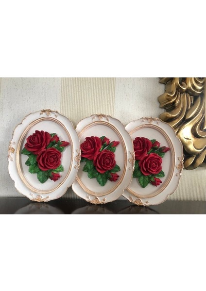 Taş Duvar Tablosu , Çiçekli Dekoratif Duvar Tablosu 3 Lü Set fiyatları