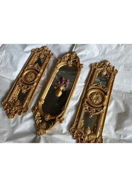 Özel Tasarım Duvar Ayna 3lü Set , Çiçekli Ayna 70CM modelleri