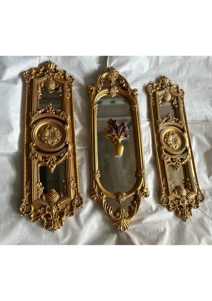 Özel Tasarım Duvar Ayna 3lü Set , Çiçekli Ayna 70CM fırsatları