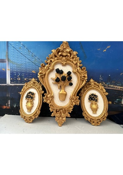 Dekoratif 3lü Duvar Süsü , Özel Tasarım El Yapımı Tablo