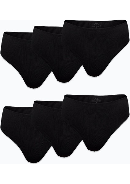 Kadın Siyah 6 Lı Paket Modal Yüksek Bel String Tanga 6M178