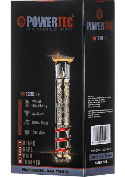 Powertec TR-1220 Pro USB Şarjlı T Bıçak Saç Sakal Vücut Kıl Tüy Alma Kadın Erkek Epilasyon Tıraş Makinesi indirimleri